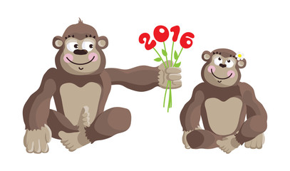 Postcard Year of the Monkey 2016.