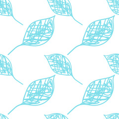 A seamless pattern with leaf  blue on the dark blue background