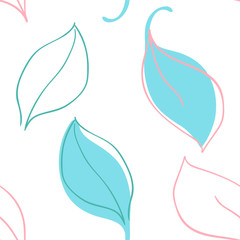 A seamless pattern with leaf various  on the white background