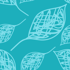 A seamless pattern with leaf  blue on the dark background