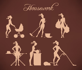 Fototapeta na wymiar Illustrations of housework