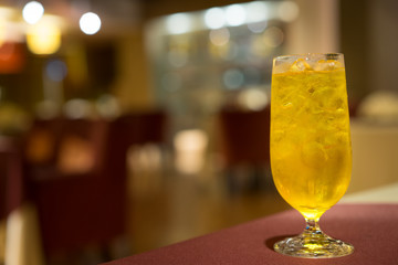beverage ,Chrysanthemum tea with ice in glass on table