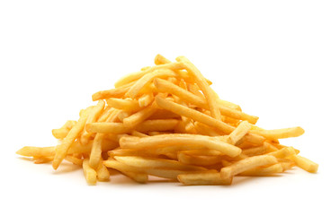 potato fry on white isolated background