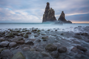Volcanic rocky formation on Ribeira da Janela, Madeira (Portugal)