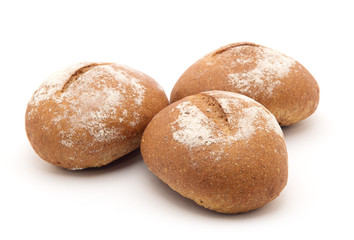 wholemeal breads rolls isolated on white background