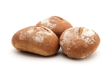 wholemeal breads rolls isolated on white background