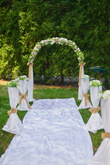 beautiful arch decorated for the wedding ceremony