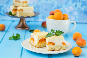 Cake cheesecake with apricots, summer dessert