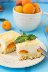 Cake cheesecake with apricots, summer dessert