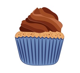 Cake with chocolate cream on a white background