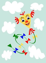 Kite in the sky with white clouds