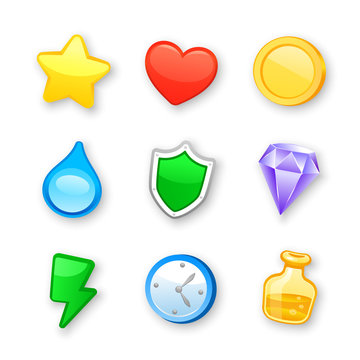 Game art design icons vector set