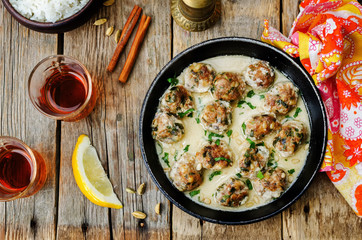 Moroccan lemon cardamom meatballs with rice