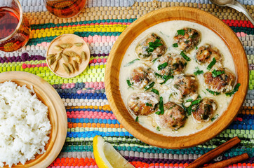 Moroccan lemon cardamom meatballs with rice