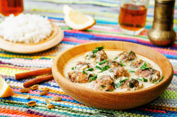Moroccan lemon cardamom meatballs with rice