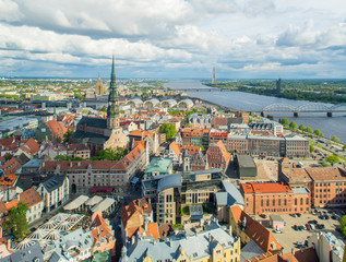 Obraz premium View to the old Riga from the top of Dome Cathedral.