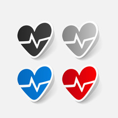 paper sticker: Heartbeat sign. heart with pulse