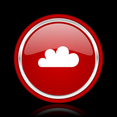 cloud red glossy web icon
