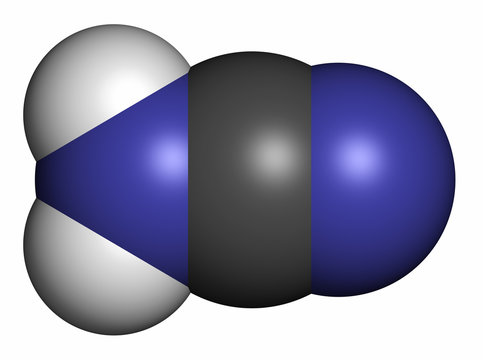 Cyanamide molecule. Used in agriculture and chemical synthesis.
