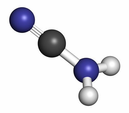 Cyanamide molecule. Used in agriculture and chemical synthesis.