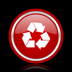 Fototapeta premium recycle red glossy web icon