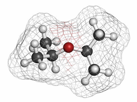 Diisopropyl ether chemical solvent molecule.