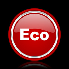 eco red glossy web icon