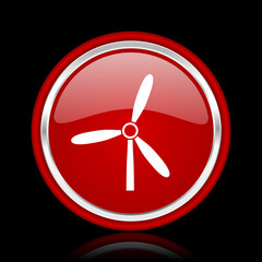 windmill red glossy web icon