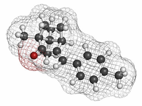 Enzacamene sunscreen molecule (UV filter). 