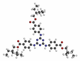 Ethylhexyl triazone sunscreen molecule (UV filter). 