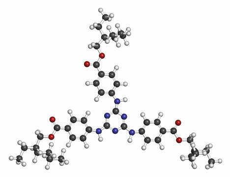 Ethylhexyl triazone sunscreen molecule (UV filter). 