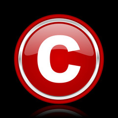 Fototapeta premium copyright red glossy web icon
