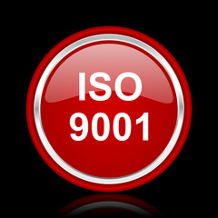 iso 9001 red glossy web icon