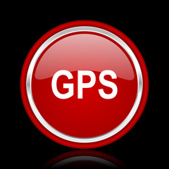 gps red glossy web icon