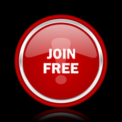 join free red glossy web icon