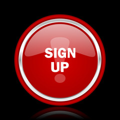 sign up red glossy web icon