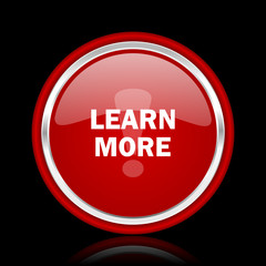 learn more red glossy web icon