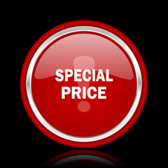 Fototapeta na wymiar special price red glossy web icon