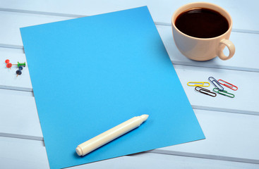 Blue paper with white marker