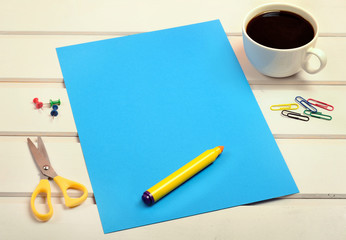 Blue paper with yellow marker