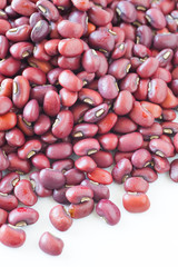Pile of Adzuki bean or red bean on white background