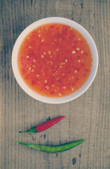 Western cuisine sweet chili sauce made with red chili pepper