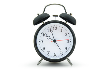 Alarm clock isolated with shadow on white background