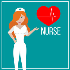 Nurse illustration over color background