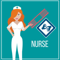 Nurse illustration over color background