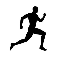 Fototapeta na wymiar Man running / sprinting silhouette flat icon for exercise apps and websites