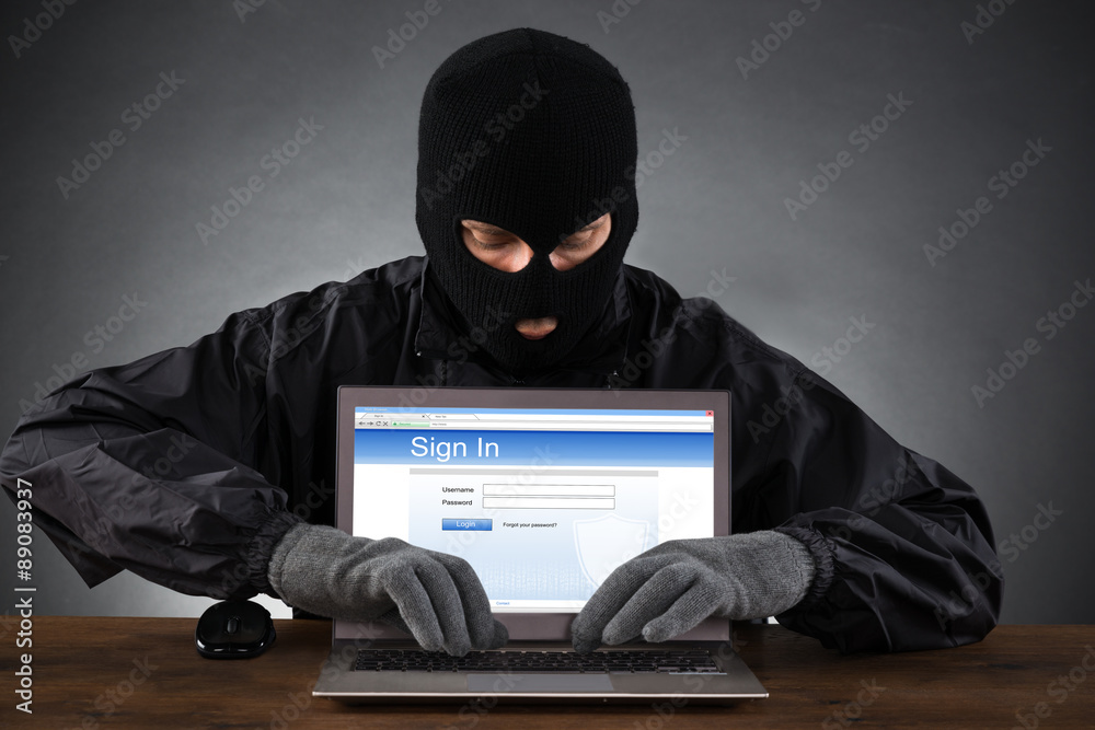 Poster Hacker Hacking Account On Laptop