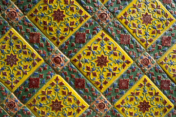 yellow tile painting in old style