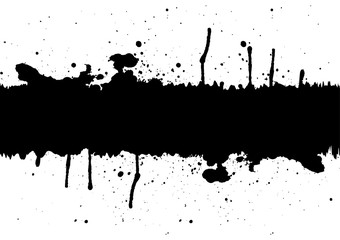 Abstract black ink splatter background element with a space.illu