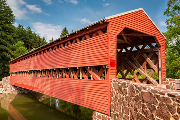 Sachs Covered Bridge, a Town truss covered bridge over Marsh Creek, in Adams county Pennsylvania © mandritoiu